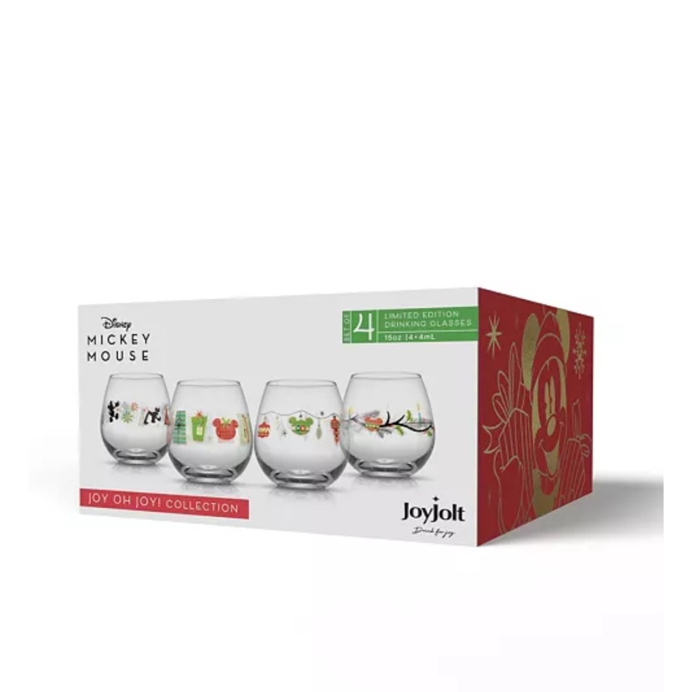 Disney Mickey Mouse Constructive Stemless Wine Glasses Set of 4